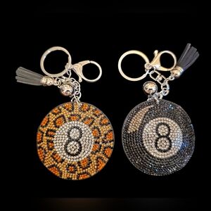 Set of 2 Sparkly Rhinestone Pool Ball Bag Charms – Bling Keychain Accessories
